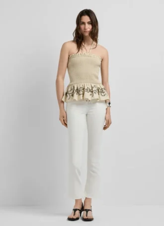 Top de linho com decote halter