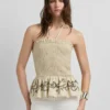 Top de linho com decote halter Top de linho com decote halter