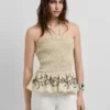 Top de linho com decote halter Top de linho com decote halter