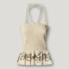 Top de linho com decote halter Top de linho com decote halter