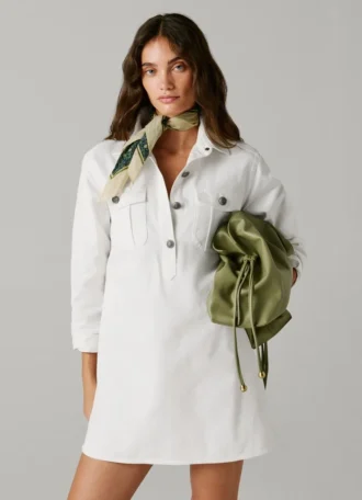 Vestido curto em sarja