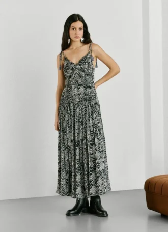 Vestido maxi com alças