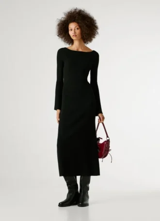 Vestido maxi com canelado