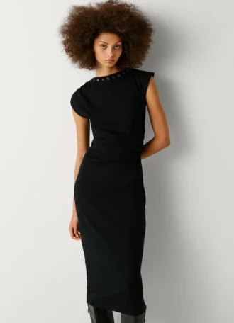 Vestido maxi com canelado