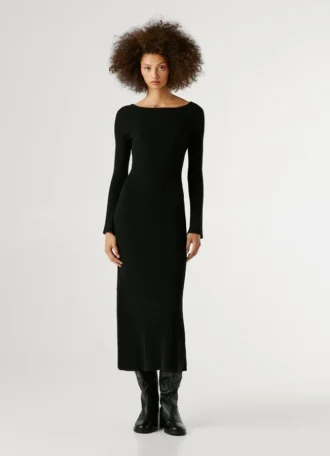 Vestido maxi com canelado