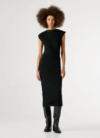 Vestido maxi com canelado