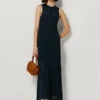Vestido maxi com detalhes em renda