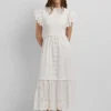Vestido maxi com detalhes em renda