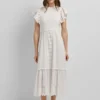 Vestido maxi com detalhes em renda