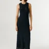 Vestido maxi com detalhes em renda