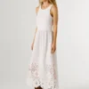 Vestido maxi com detalhes em renda