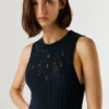Vestido maxi com detalhes em renda