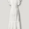 Vestido maxi com detalhes em renda