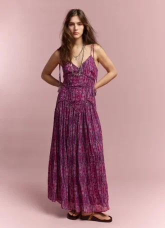 Vestido maxi com estampado abstrato