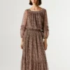 Vestido maxi com estampado fantasia