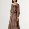 Vestido maxi com estampado fantasia