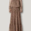 Vestido maxi com estampado fantasia