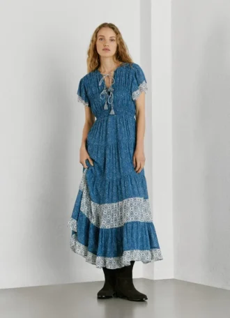 Vestido maxi com estampado floral