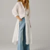 Vestido maxi com gola de camisa comprida
