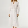 Vestido maxi com gola de camisa comprida