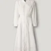 Vestido maxi com gola de camisa comprida