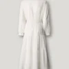 Vestido maxi com gola de camisa comprida