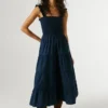 Vestido maxi em popeline Vestido maxi em popeline