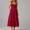 Vestido maxi em popeline Vestido maxi em popeline