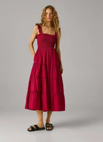 Vestido maxi em popeline