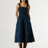 Vestido maxi em popeline Vestido maxi em popeline