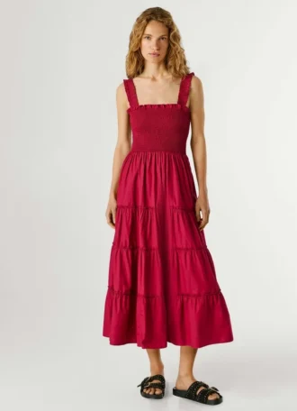 Vestido maxi em popeline