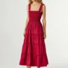 Vestido maxi em popeline Vestido maxi em popeline