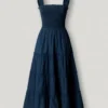 Vestido maxi em popeline Vestido maxi em popeline