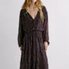 Vestido Midi com Estampado às Riscas