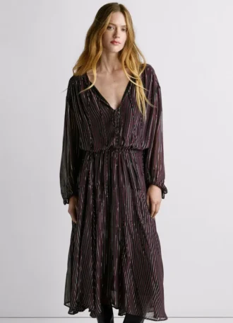 Vestido Midi com Estampado às Riscas Vestido Midi com Estampado às Riscas