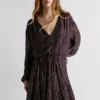 Vestido Midi com Estampado às Riscas