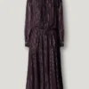 Vestido Midi com Estampado às Riscas