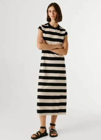 Vestido Midi às Riscas